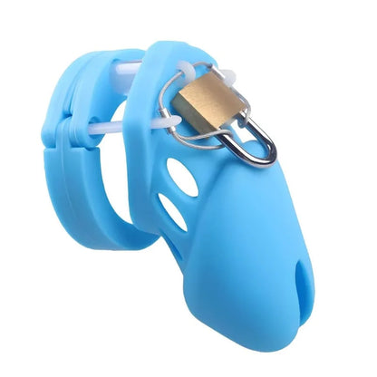Cage de chasteté courte Aqualis en silicone bleu