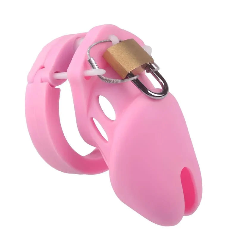 Cage de chasteté courte Rosalys en silicone rose